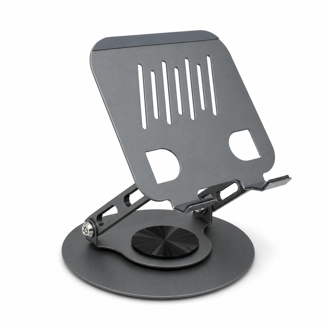 Soporte para tablet de aluminio ajustable, plegable y giratorio 360°