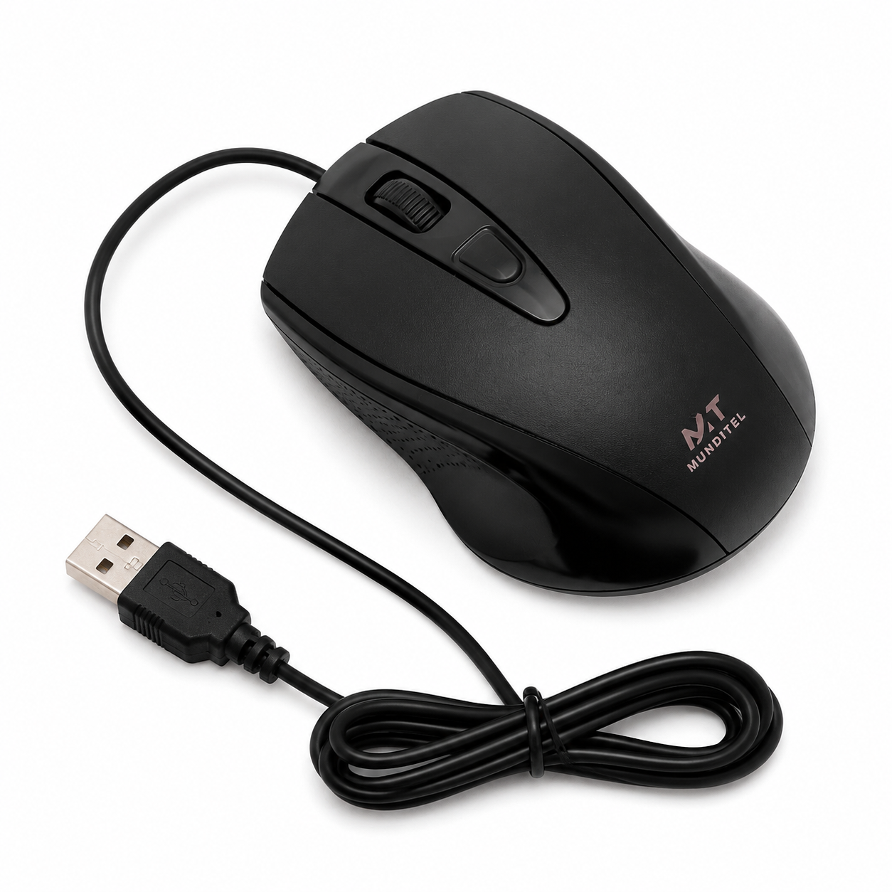 Mouse Óptico USB con Cable 1600 DPI Negro para PC y Notebook