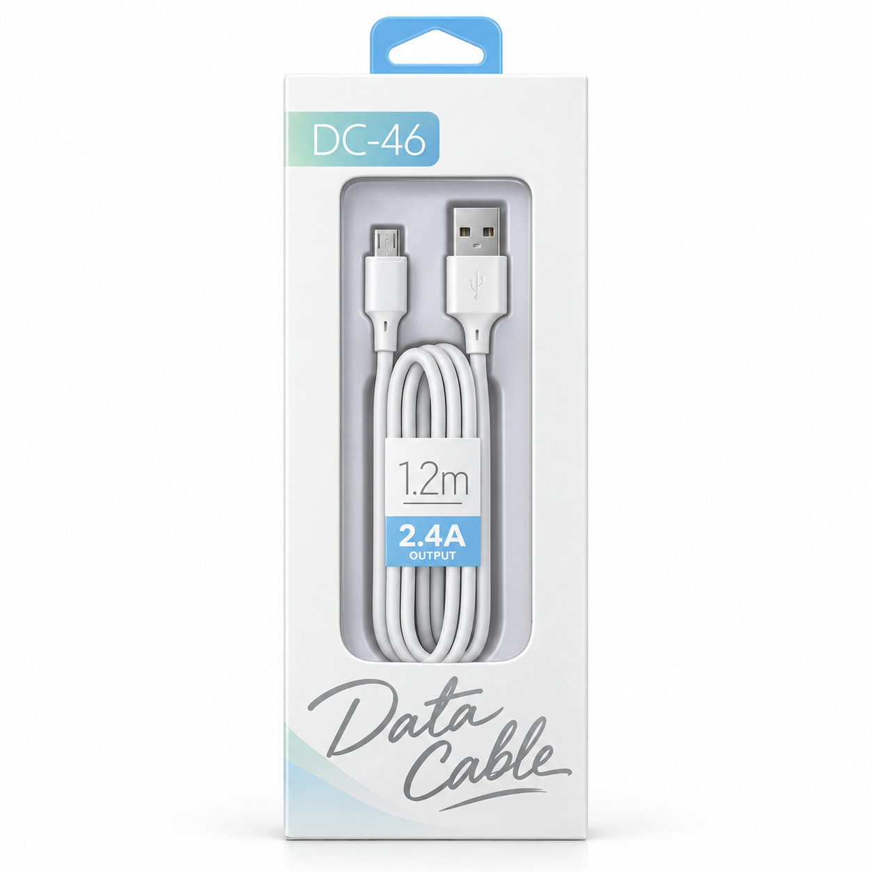 Cable Micro USB V8 1,2 m 2,4 A Blanco para Carga y Datos