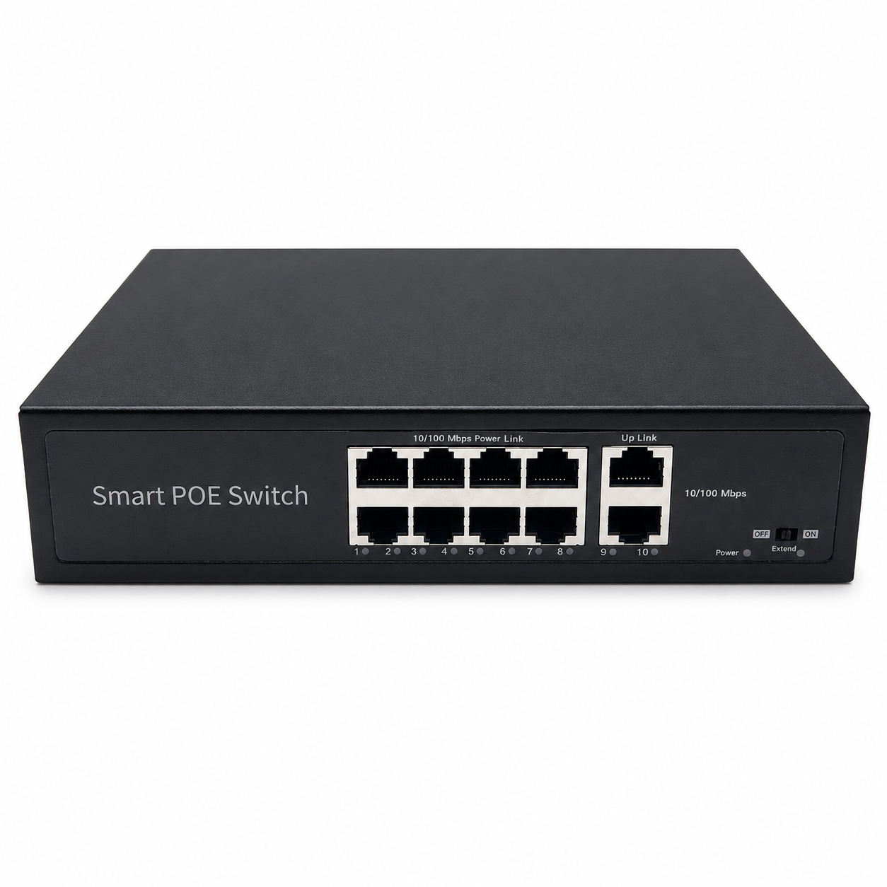 Switch PoE de 8 Puertos + 2 Uplink 10/100 Mbps 120W para Cámaras IP